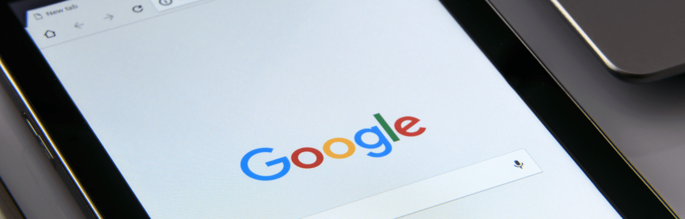 iPad with google search engine on screen