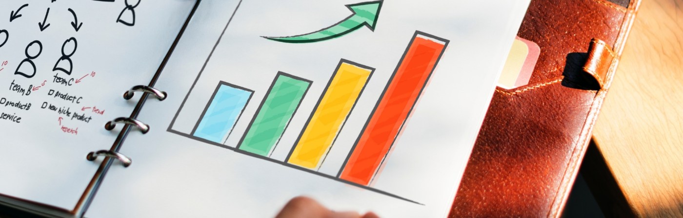 Colorful Br Chart with Increasing Arrow